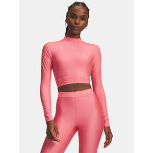 Under Armour H&oacute;ssz&uacute; ujj&uacute; p&oacute;l&oacute; D&aacute;msk&eacute; triko Under Armour HeatGear Crop Mock LS-PNK